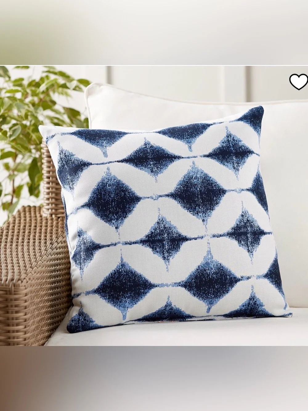 Pottery Barn Sunbrella Outdoor Pillows, Indigo Blue IKat Diamond SET OF 3